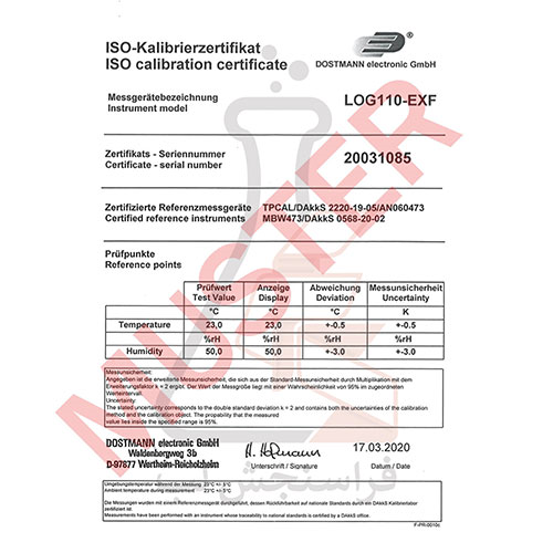 ترموهیدرومتر سنسوردار دیتالاگر برند TFA-DOSTMANN مدل LOG110-EXF کد 31.1045